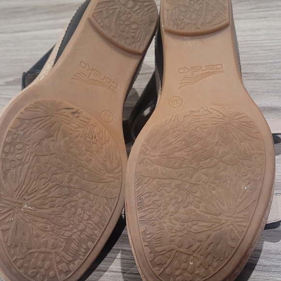 Dansko women's black smooth leather double strap mule sandal shoes size Euro 38 - Picture 5 of 7